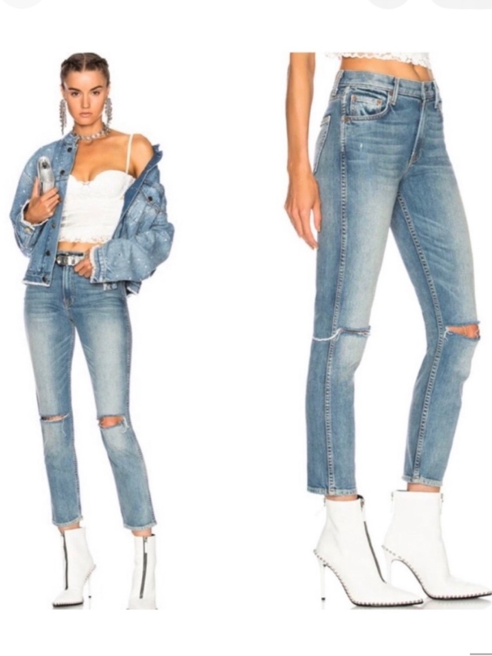 GRLFRND Naomi High Rise 26 Distressed Straight Crop Revolve I Will Survive Wash